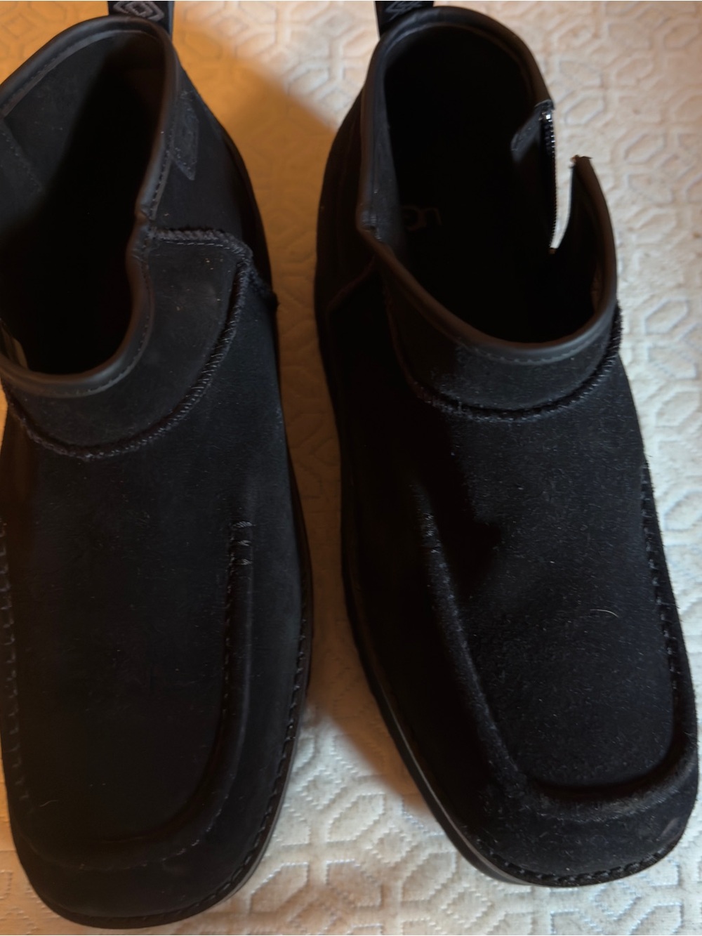 UGG Black Suede Ankle Booties with Zip